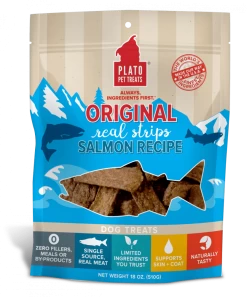 Plato All Natural Salmon Strips Dog Treats
