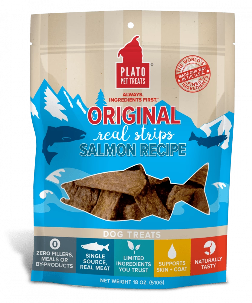 Plato All Natural Salmon Strips Dog Treats 1 Plato All Natural Salmon Strips Dog Treats