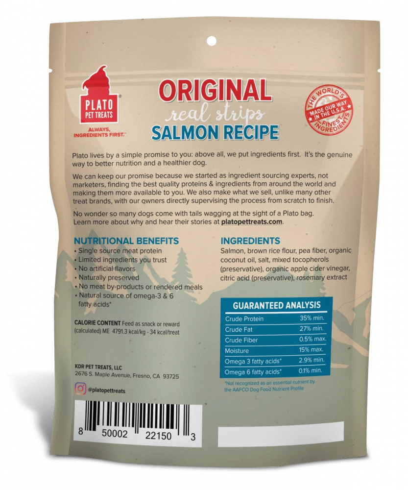 Plato All Natural Salmon Strips Dog Treats 2 Plato All Natural Salmon Strips Dog Treats - Image 2