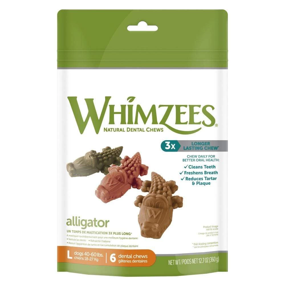 WHIMZEES Alligator Dental Chews - Large For Dogs 40-60 Lbs 1 WHIMZEES Alligator Dental Chews - Large For Dogs 40-60 Lbs