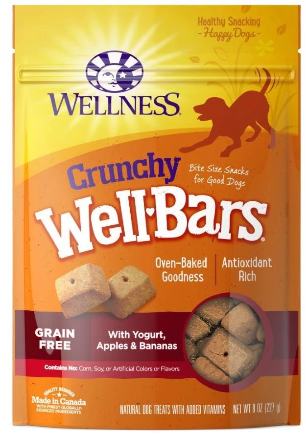 Wellness Natural Grain Free Wellbars Crunchy Yogurt, Apples And Bananas Recipe Dog Treats 1 Wellness Natural Grain Free Wellbars Crunchy Yogurt, Apples And Bananas Recipe Dog Treats
