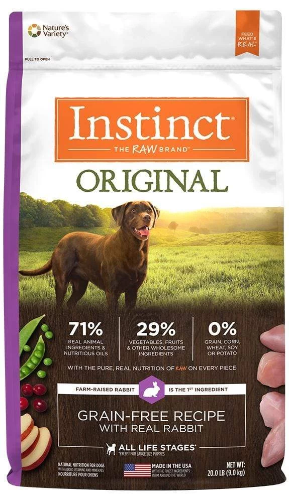 Instinct Original Grain Free Recipe With Real Rabbit NaturalKibble Coated With Freeze-Dried Raw Dry Dog Food 1 Instinct Original Grain Free Recipe With Real Rabbit NaturalKibble Coated With Freeze-Dried Raw Dry Dog Food