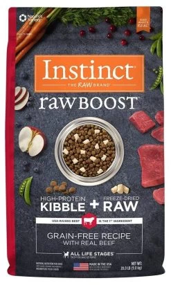 Instinct Raw Boost Grain Free Recipe With Real Beef Natural Freeze-Dried Raw + Kibble Dry Dog Food