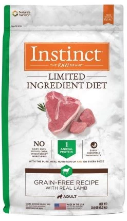 Instinct Limited Ingredient Diet Adult Grain Free Recipe With Real Lamb Natural Freeze-Dried Raw Coated Kibble Dry Dog Food