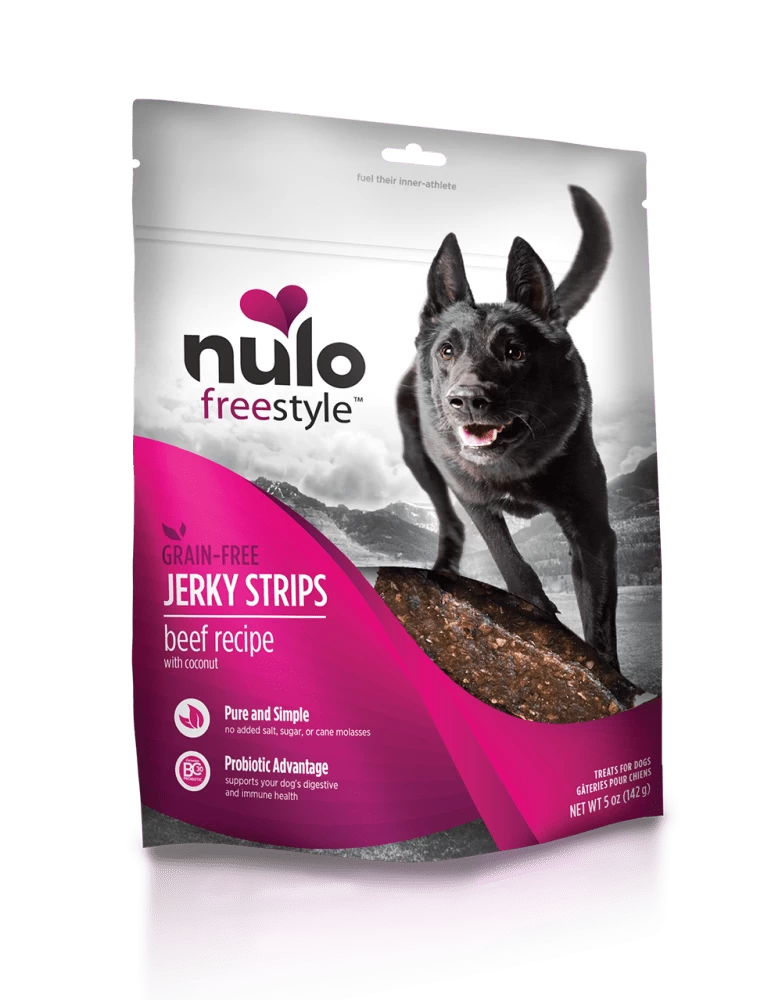 Nulo Freestyle Grain Free Beef & Coconut Recipe Jerky Dog Treats 1 Nulo Freestyle Grain Free Beef & Coconut Recipe Jerky Dog Treats