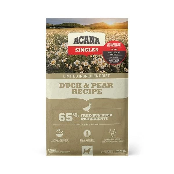 ACANA Singles Duck & Pear Recipe Grain Free Dry Dog Food 1 ACANA Singles Duck & Pear Recipe Grain Free Dry Dog Food