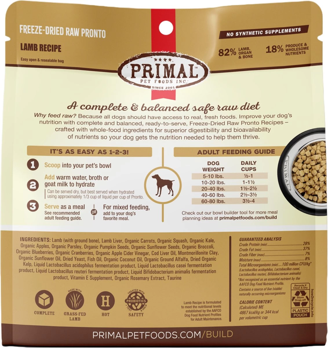 Primal Pronto Lamb Recipe Freeze-Dried Raw Dog Food 2 Primal Pronto Lamb Recipe Freeze-Dried Raw Dog Food - Image 2