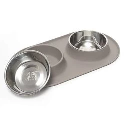 Messy Mutts Double Silicone Feeder With Stainless Bowls