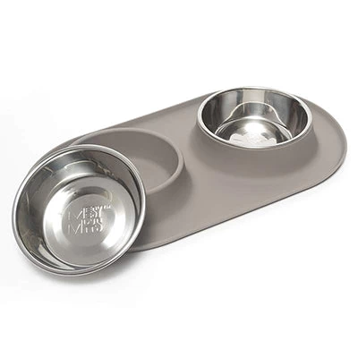 Messy Mutts Double Silicone Feeder With Stainless Bowls 1 Messy Mutts Double Silicone Feeder With Stainless Bowls