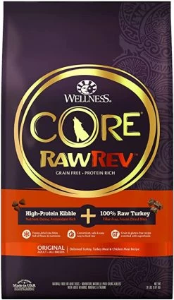 Wellness CORE RawRev Natural Grain Free Original Turkey & Chicken With Freeze Dried Turkey Dry Dog Food -Dog Supply Store 71THfNmXd6S. AC SX466