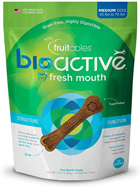 Fruitables BioActive Fresh Mouth Grain Free Dental Chews For Dogs 1 Fruitables BioActive Fresh Mouth Grain Free Dental Chews For Dogs