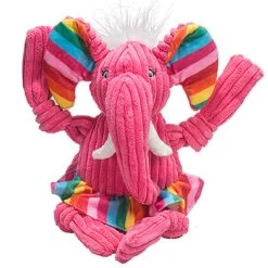 HuggleHounds Rainbow Elephant Knottie Toy For Dogs