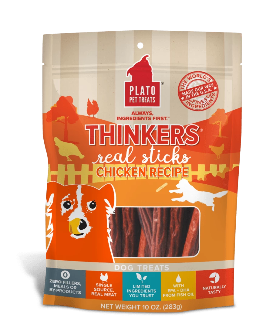 Plato Thinkers Chicken Meat Stick Dog Treats 1 Plato Thinkers Chicken Meat Stick Dog Treats