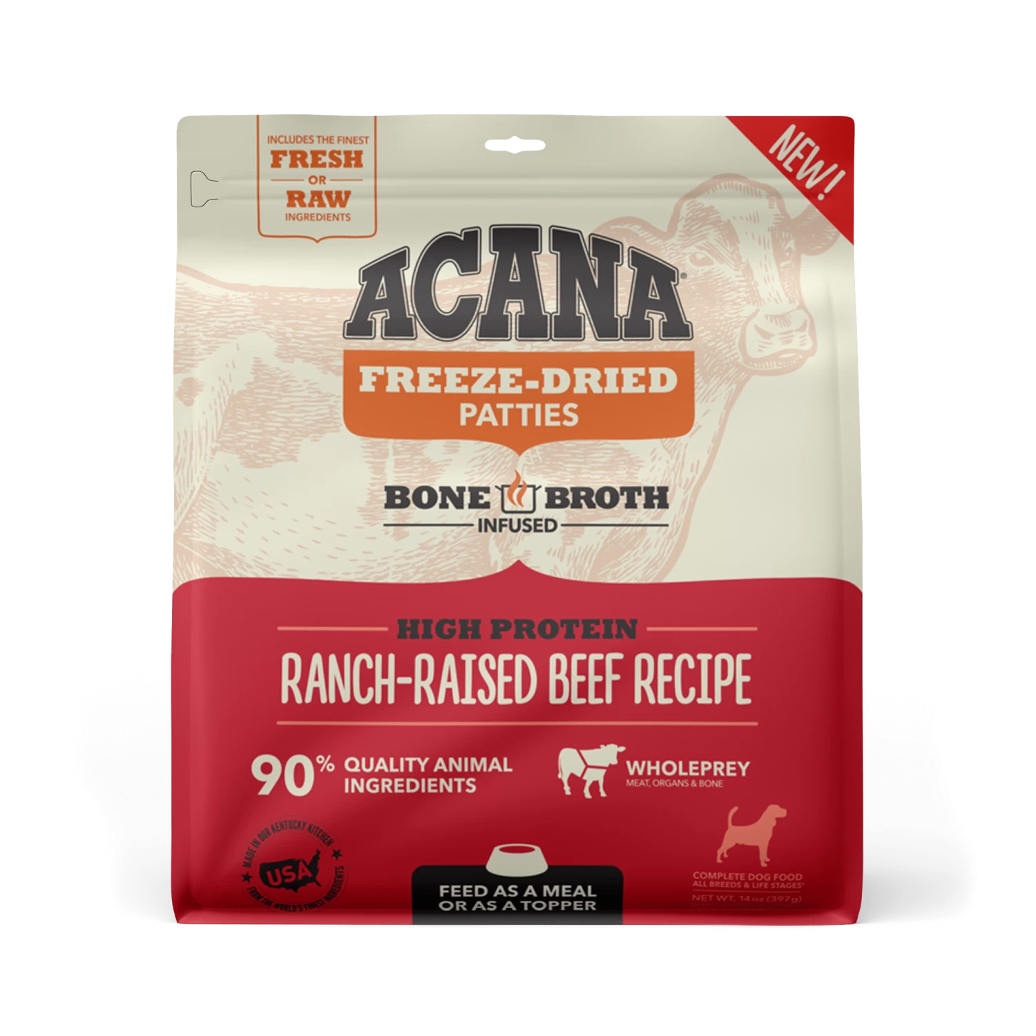Acana Freeze-Dried Food Ranch-Raised Beef Recipe Patties For Dogs 1 Acana Freeze-Dried Food Ranch-Raised Beef Recipe Patties For Dogs