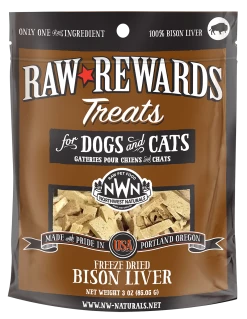 Northwest Naturals Raw Rewards Freeze-Dried Raw Bison Liver Treats For Cats & Dogs