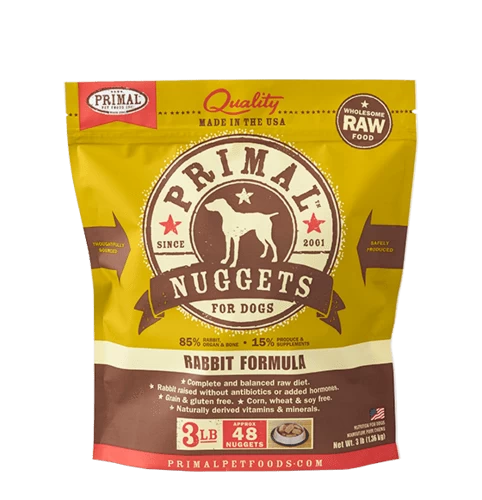 Primal Raw Frozen Rabbit Formula Nuggets For Dogs 1 Primal Raw Frozen Rabbit Formula Nuggets For Dogs