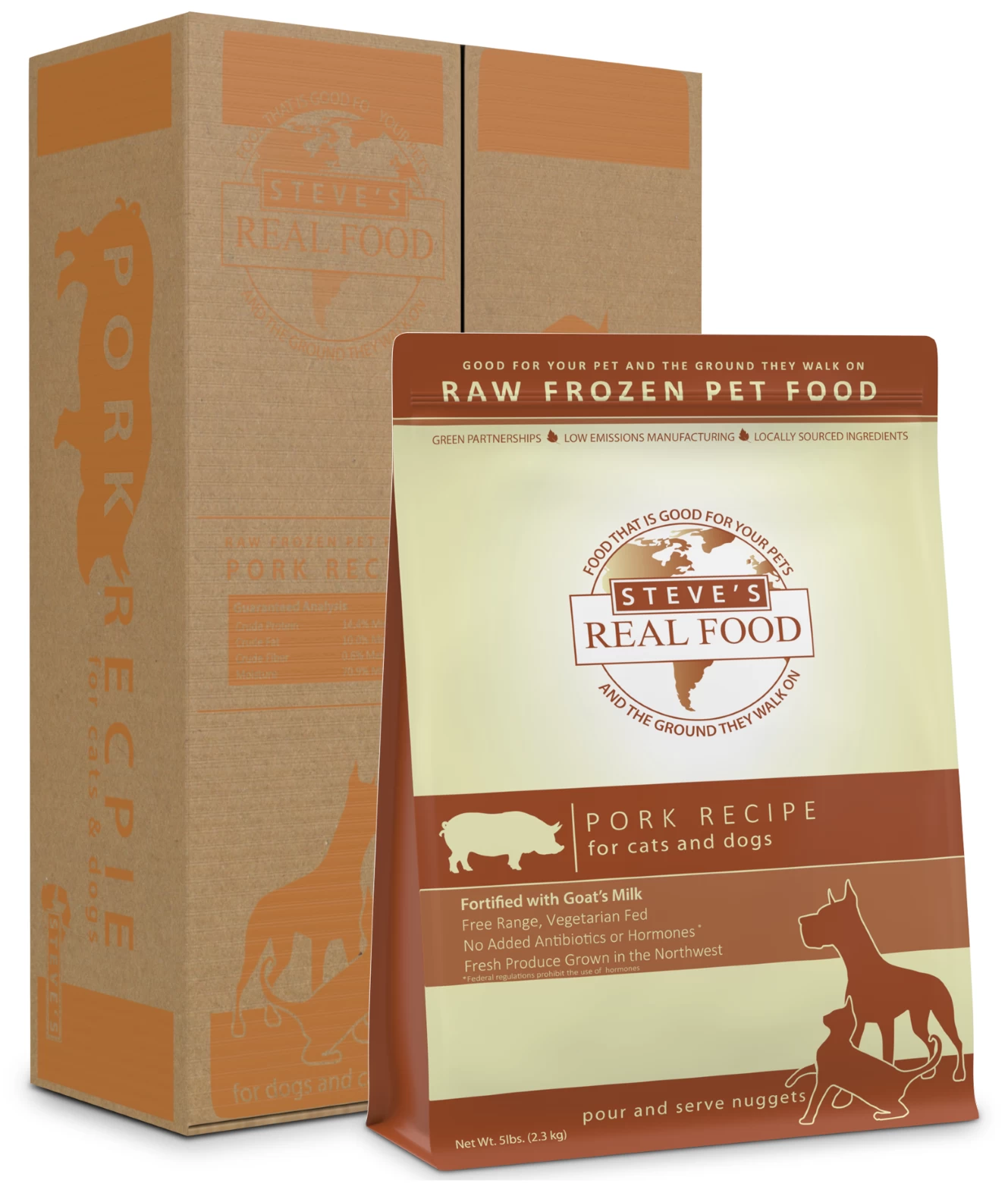 Steve's Real Food Raw Frozen Pork Diet Food For Dogs & Cats 1 Steve's Real Food Raw Frozen Pork Diet Food For Dogs & Cats