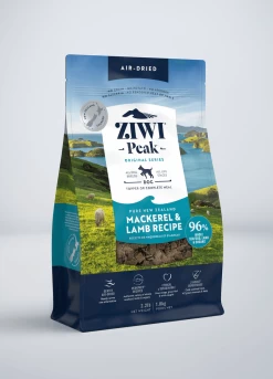 ZiwiPeak Grain Free Air-Dried Mackerel And Lamb Dry Dog Food -Dog Supply Store ZIWI Peak Originals Air Dried Mackerel Lamb Dog Left Angle 1kg 1600x2223px