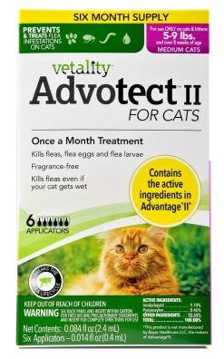 Vetality Advotect II Monthly Topical Flea And Tick Treatment For Medium Cats